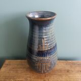 Handcrafted stoneware vase signed Parabis Béarn