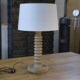 Large brutalist table lamp in beech