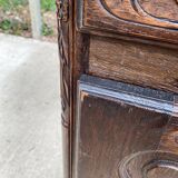 Renaissance chest of drawers in solid dark oak wood