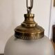 Suspension Luminaire Globe Frosted Glass Engraved Brass Art Deco Vintage