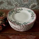 Set of 12 Longwy flat plates, Chrysanthemums model