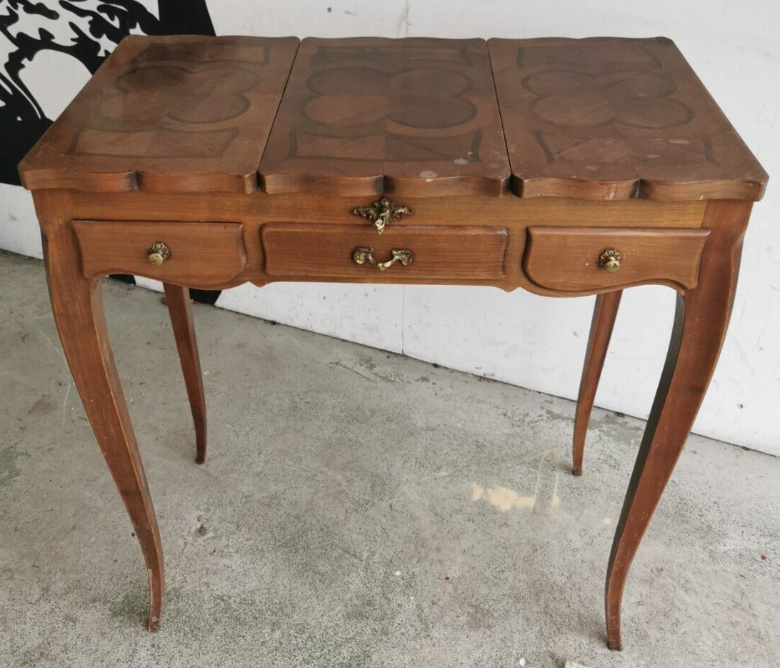 Dressing table mid-xxth style louis xv wood inlaid