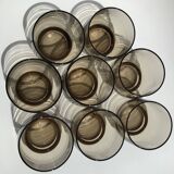 8 Low Smoked Water Glasses 70's
