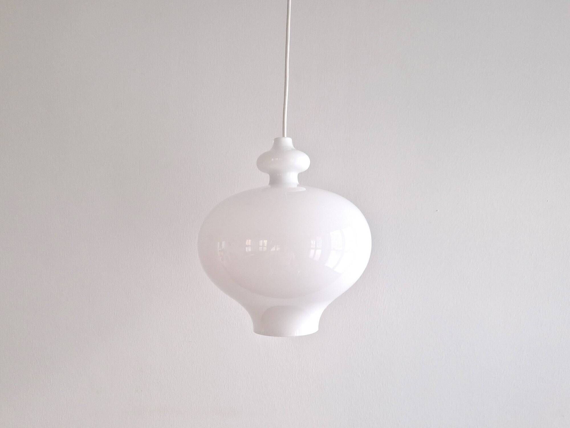 White glass pendant lamp by Hans Agne Jakobsson for Staff Leuchten