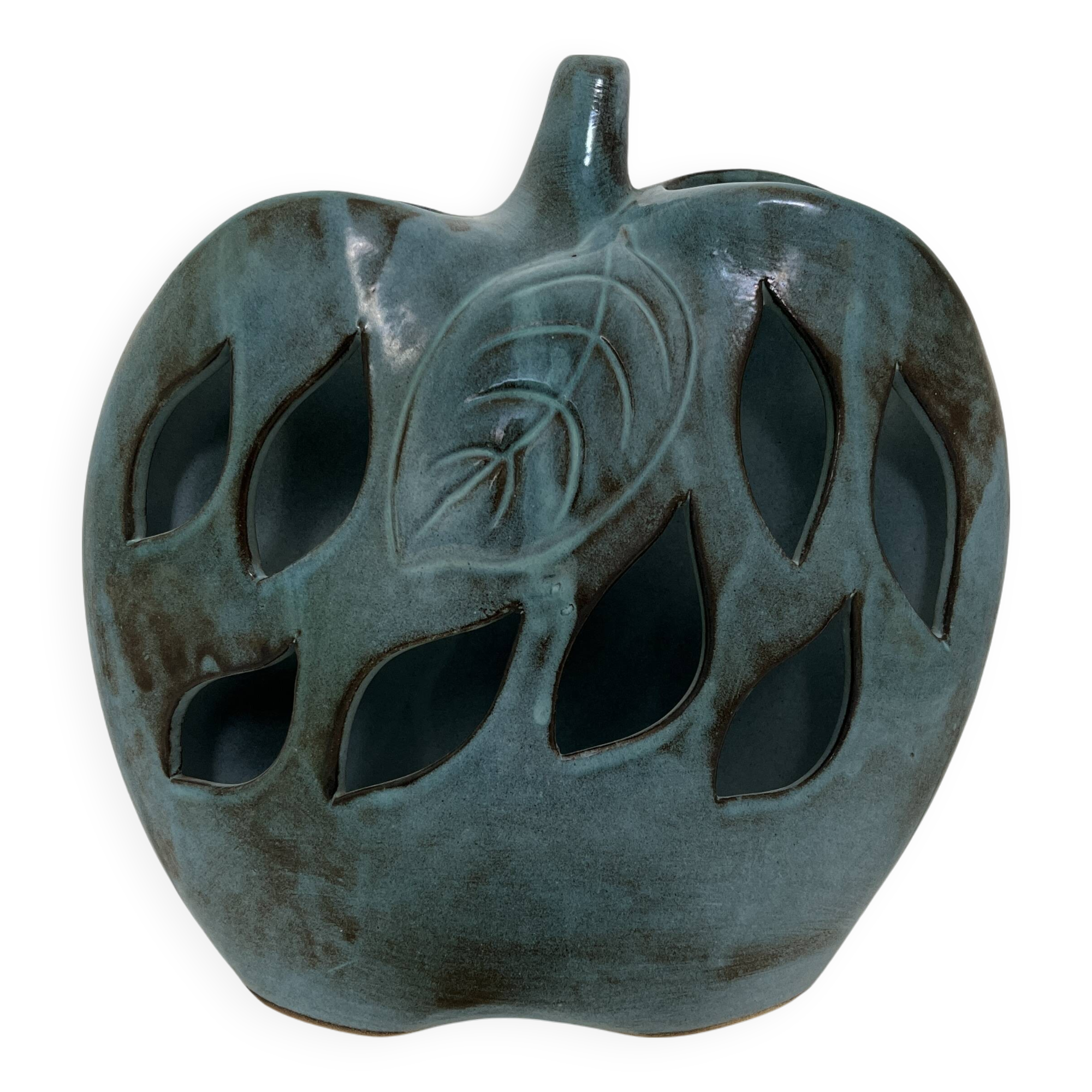 Openwork ceramic apple lamp from Les Grottes Dieulefit