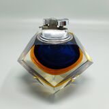 1960s Stunning Blue Table Lighter in Murano Sommerso Glass By Flavio Poli f