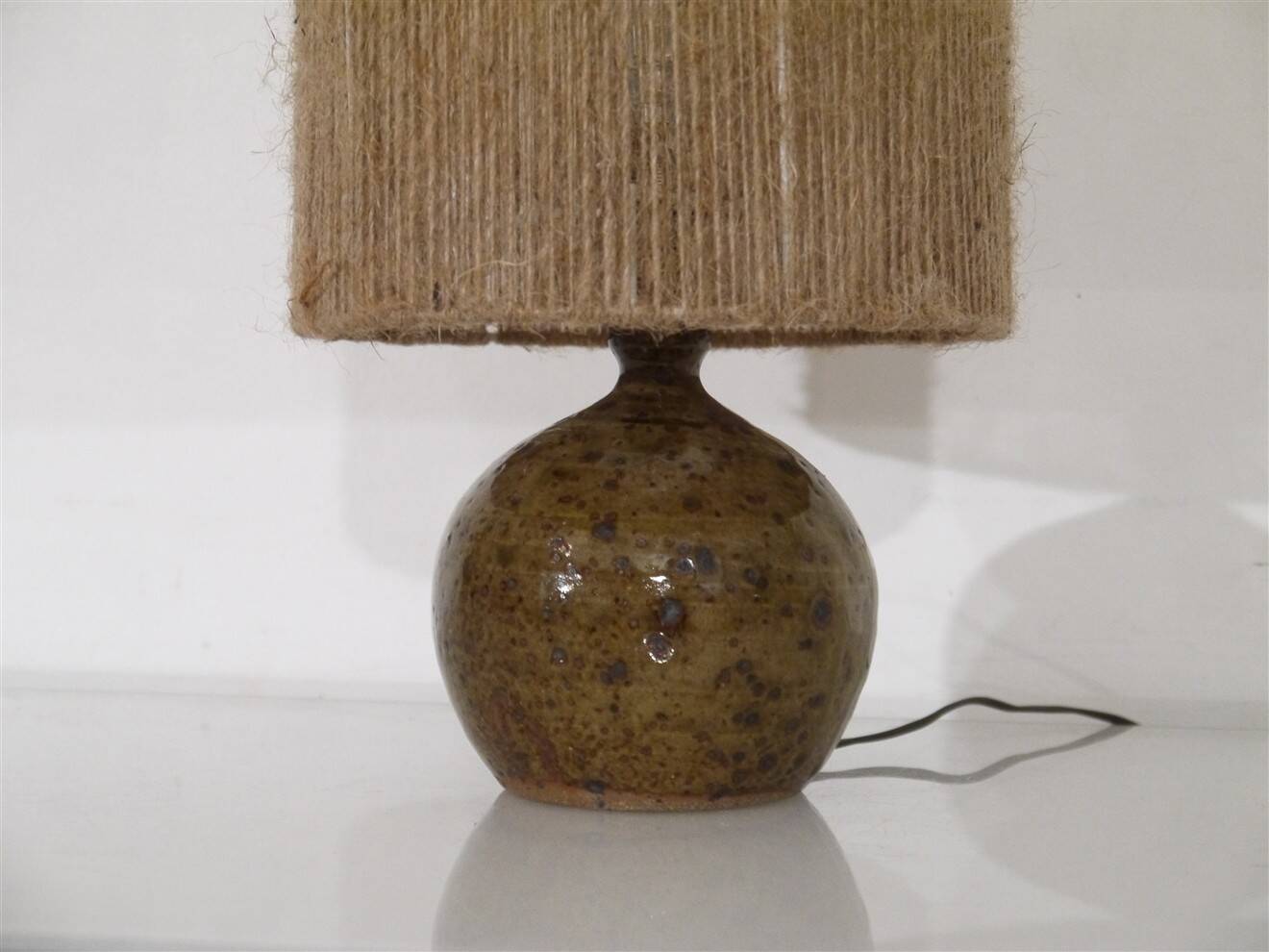 Pyrite stone lamp with rope, 1960