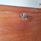 Vintage 1950s wooden secretary with tapered legs and mint interior.