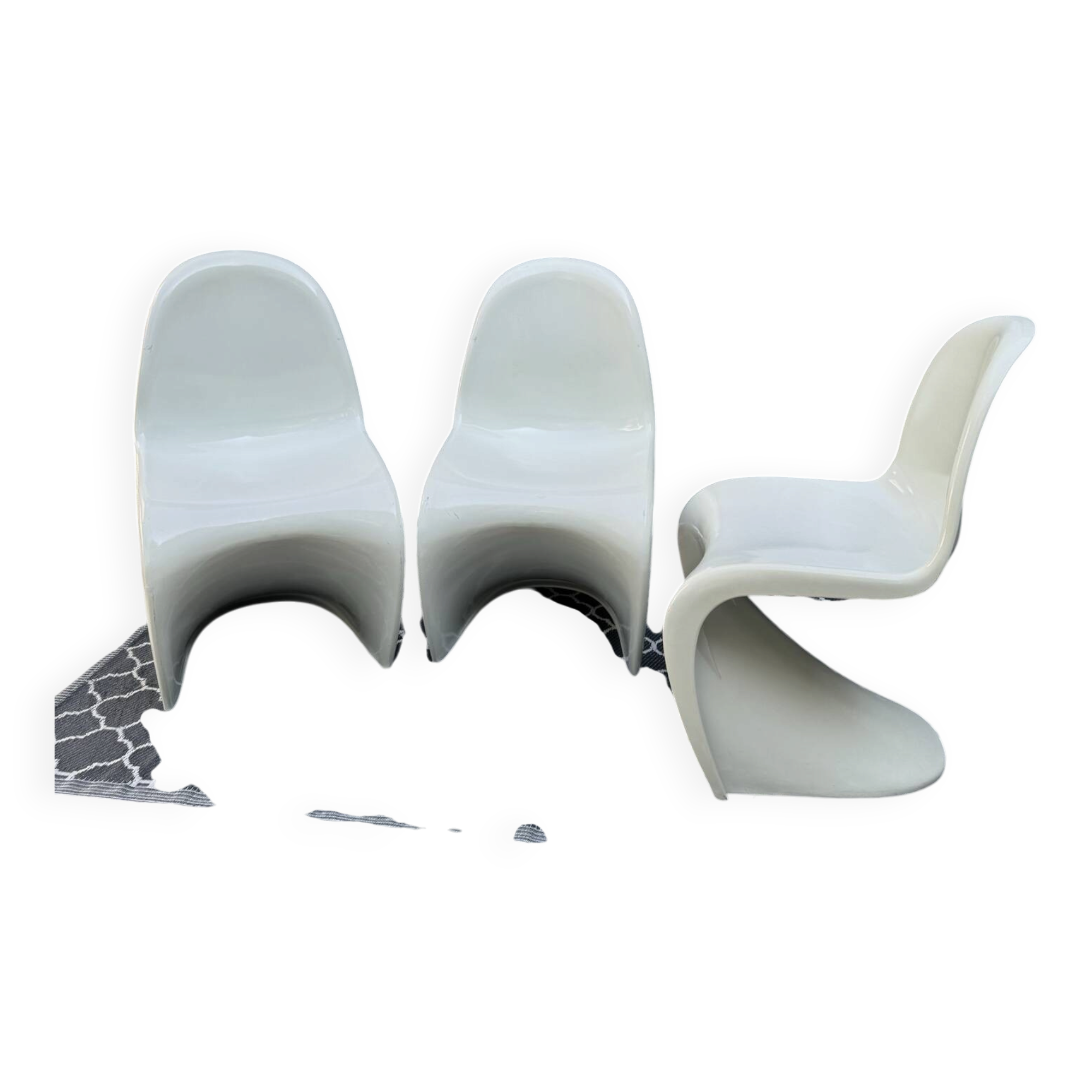 Lot de 3 chaises S vintage blanches dans le style Panton chair - Vitra