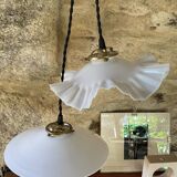 Pair of opaline pendant lights