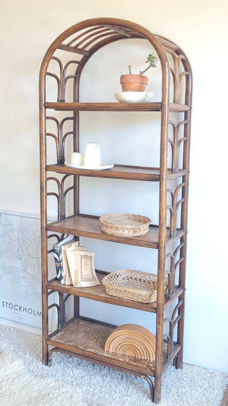Vintage rattan library from the 70s