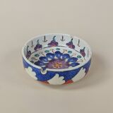Hand painted ceramic ashtray vintage floral pattern blue decoration