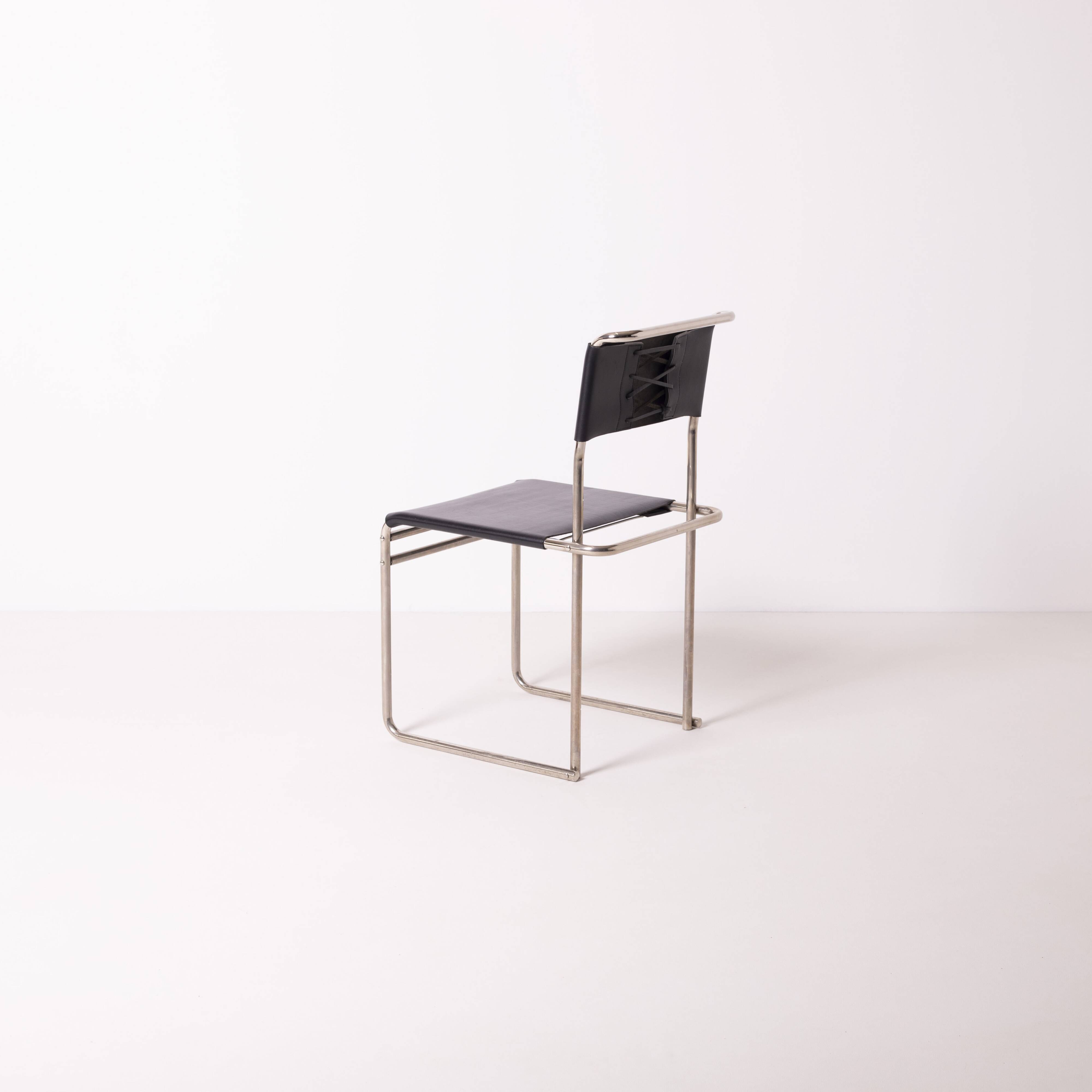 Marcel Breuer Bauhaus Tecta B40 dining chair in nickel plated bent steel an