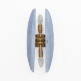 Pair of Fontana Arte Style Mid-century Modern Light Blu Murano Glass Sconce
