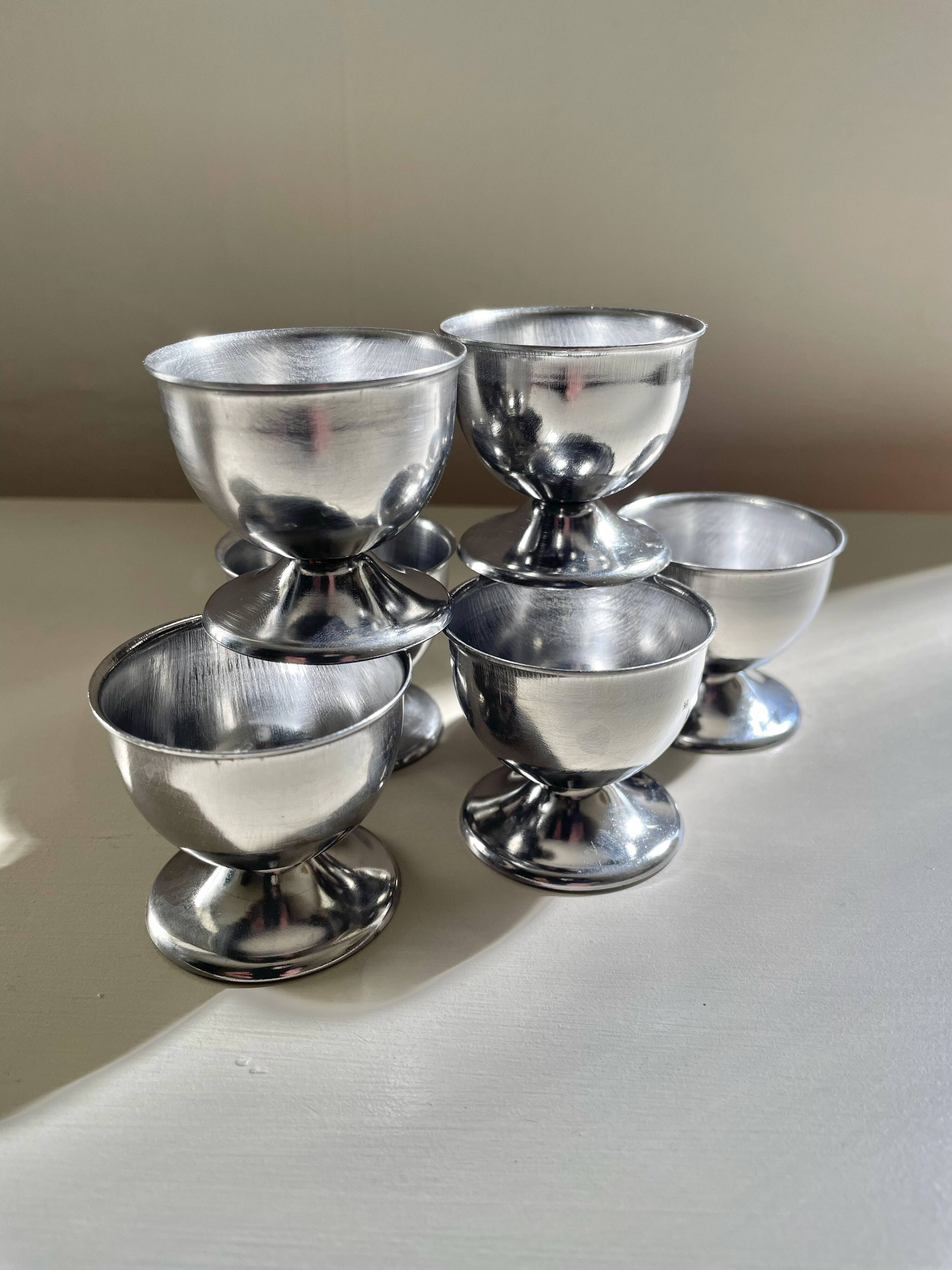 Vintage stainless steel egg cups