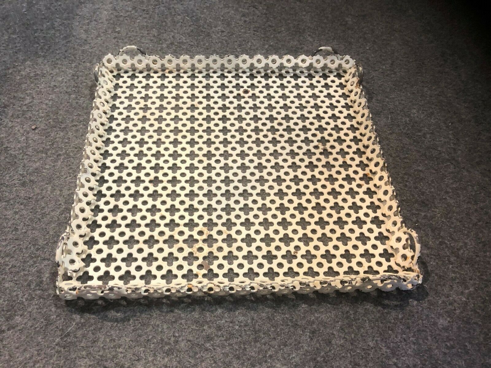 Former vintage flat underside white metal perforated around 1950
