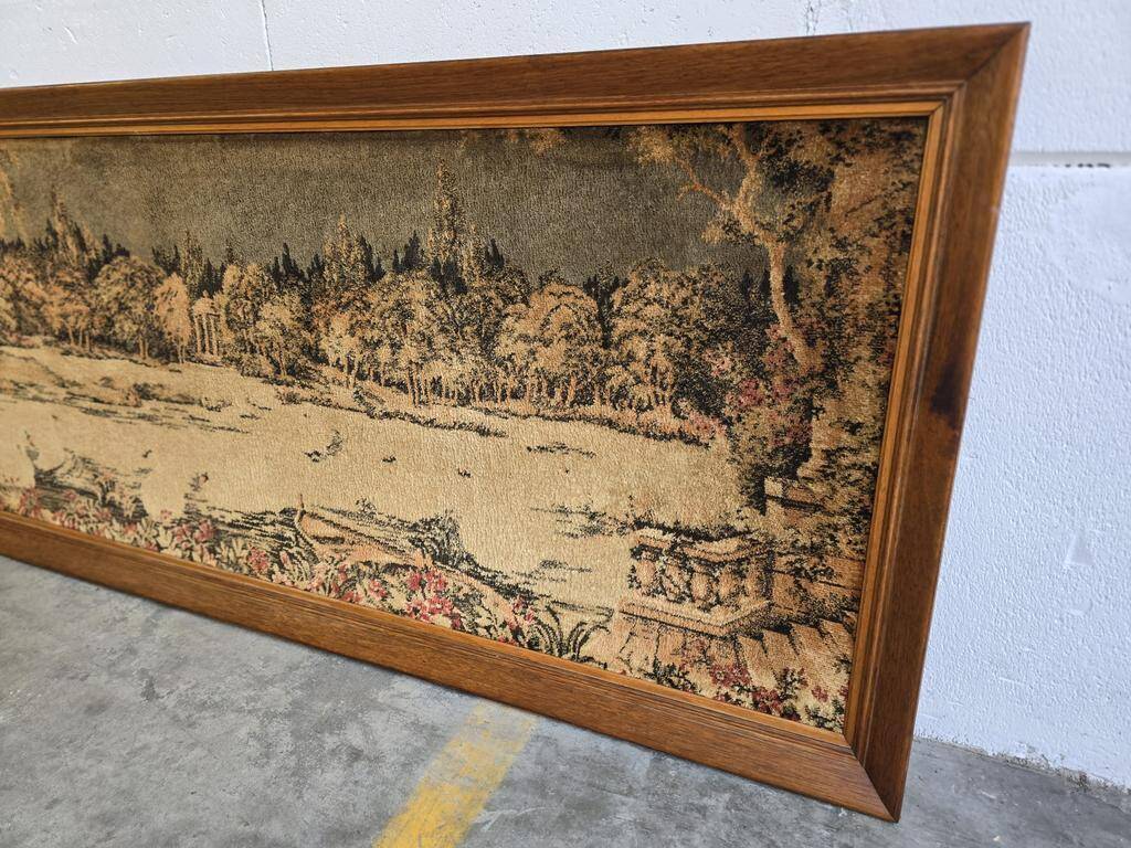Vintage wall decoration / tapestry under frame