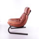 Fauteuil brésilien vintage avec coussin d’assise en cuir de couleur Cognac, années 70