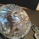 Vintage cut crystal carafe with floral stopper.
