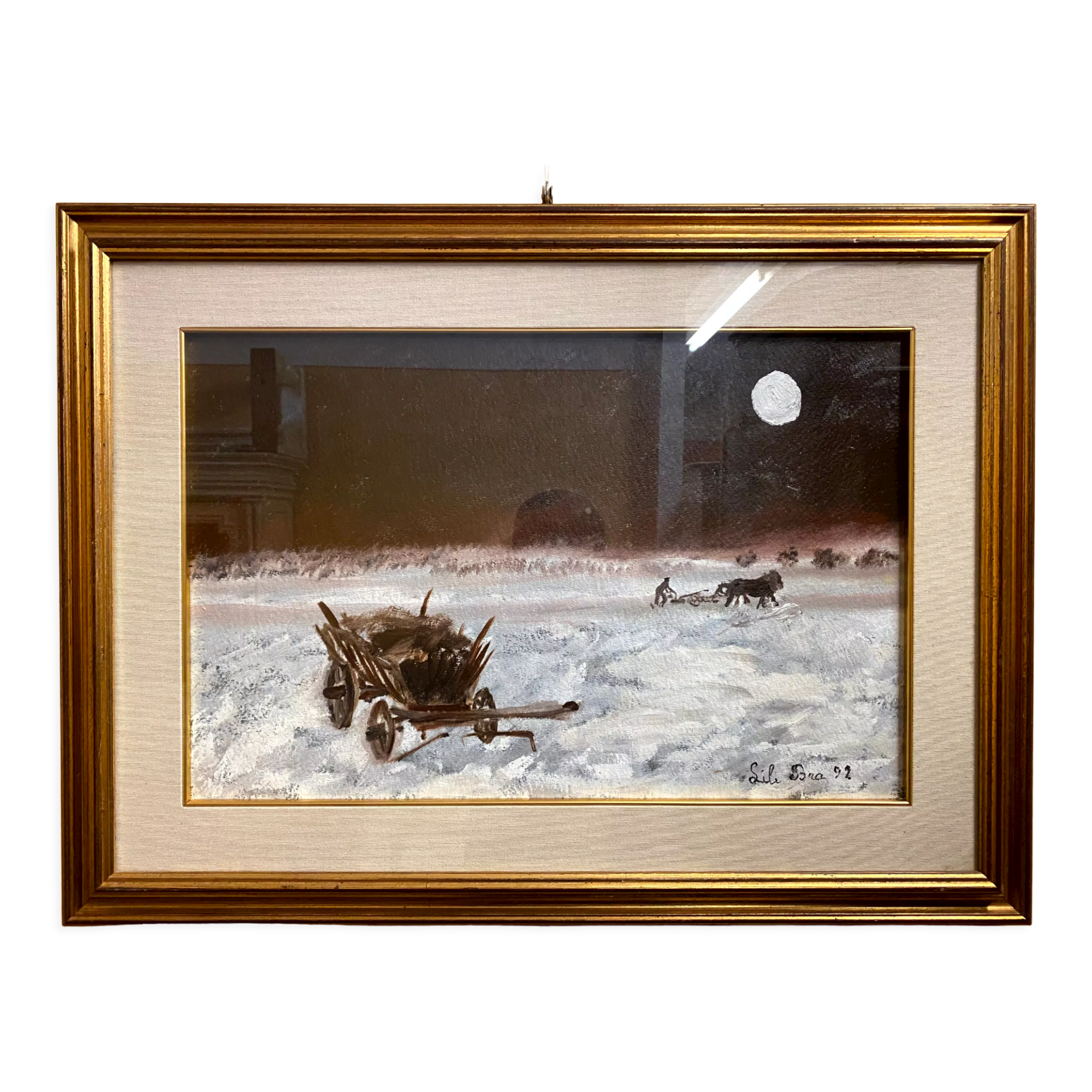 Very large oil on panel signed and dated lower right