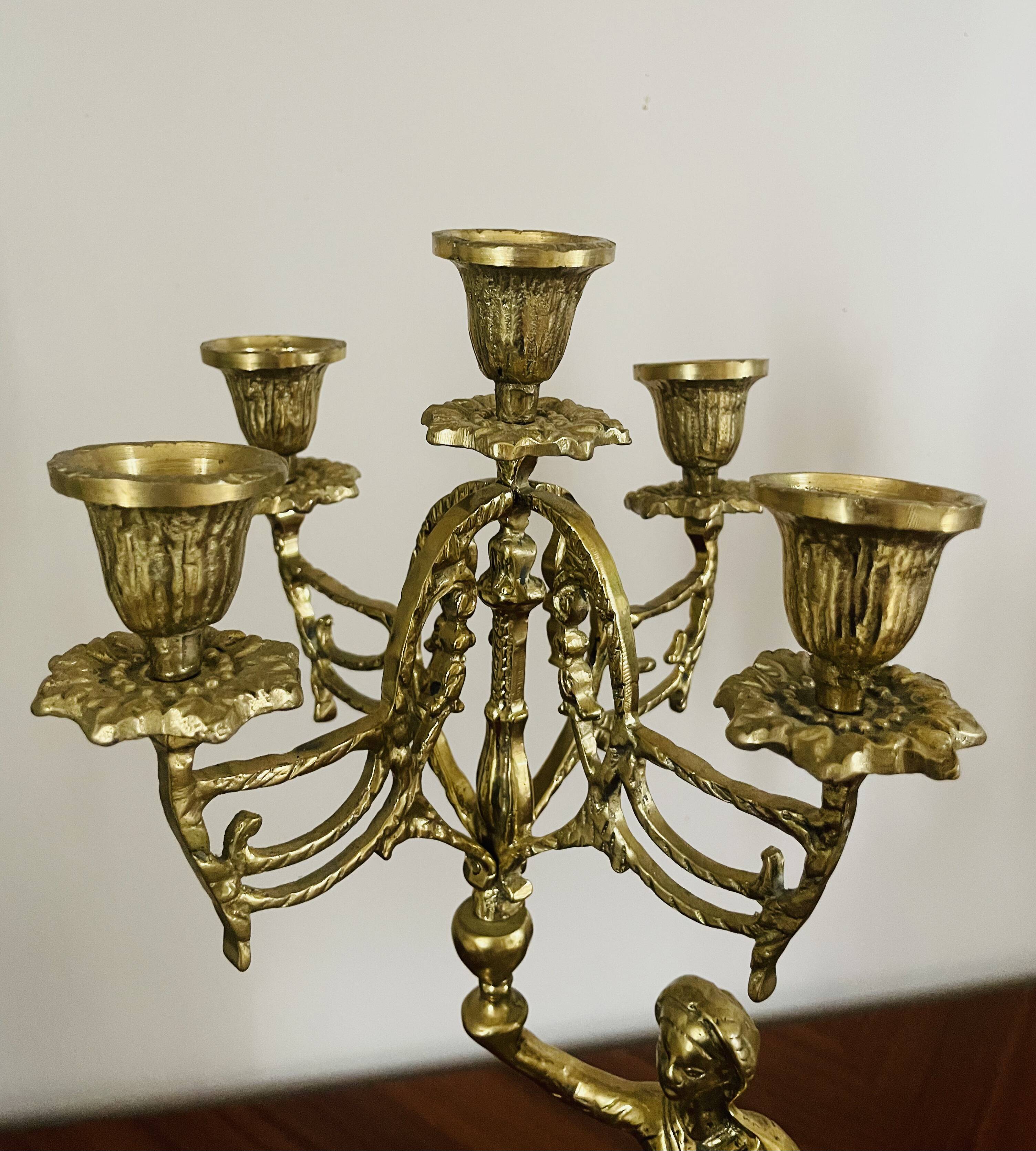 Pair of candelabra Candle holders Antique in gilded bronze style