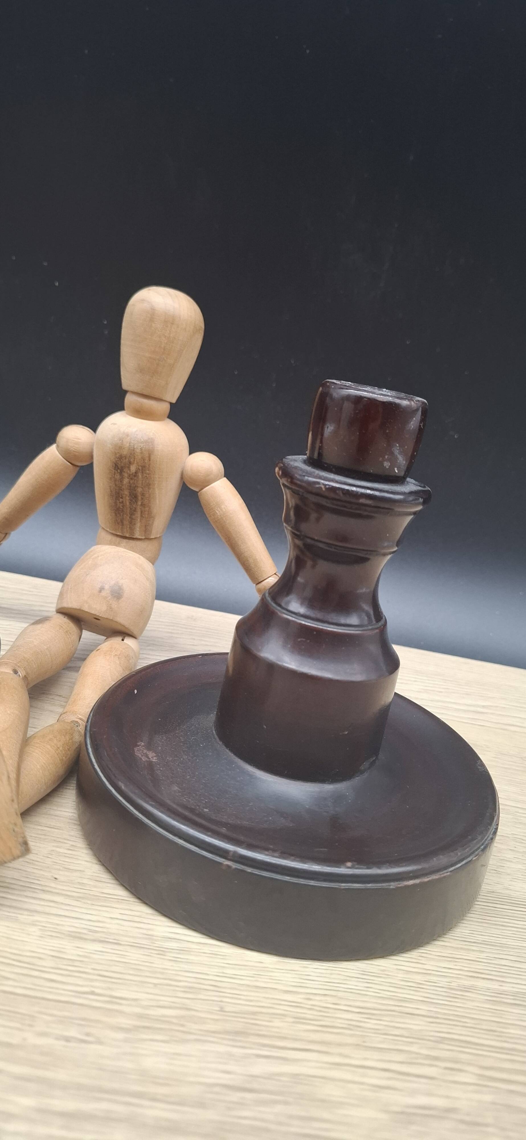 Pair of English turned wooden candlesticks