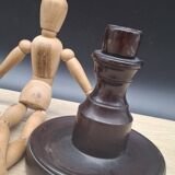 Pair of English turned wooden candlesticks