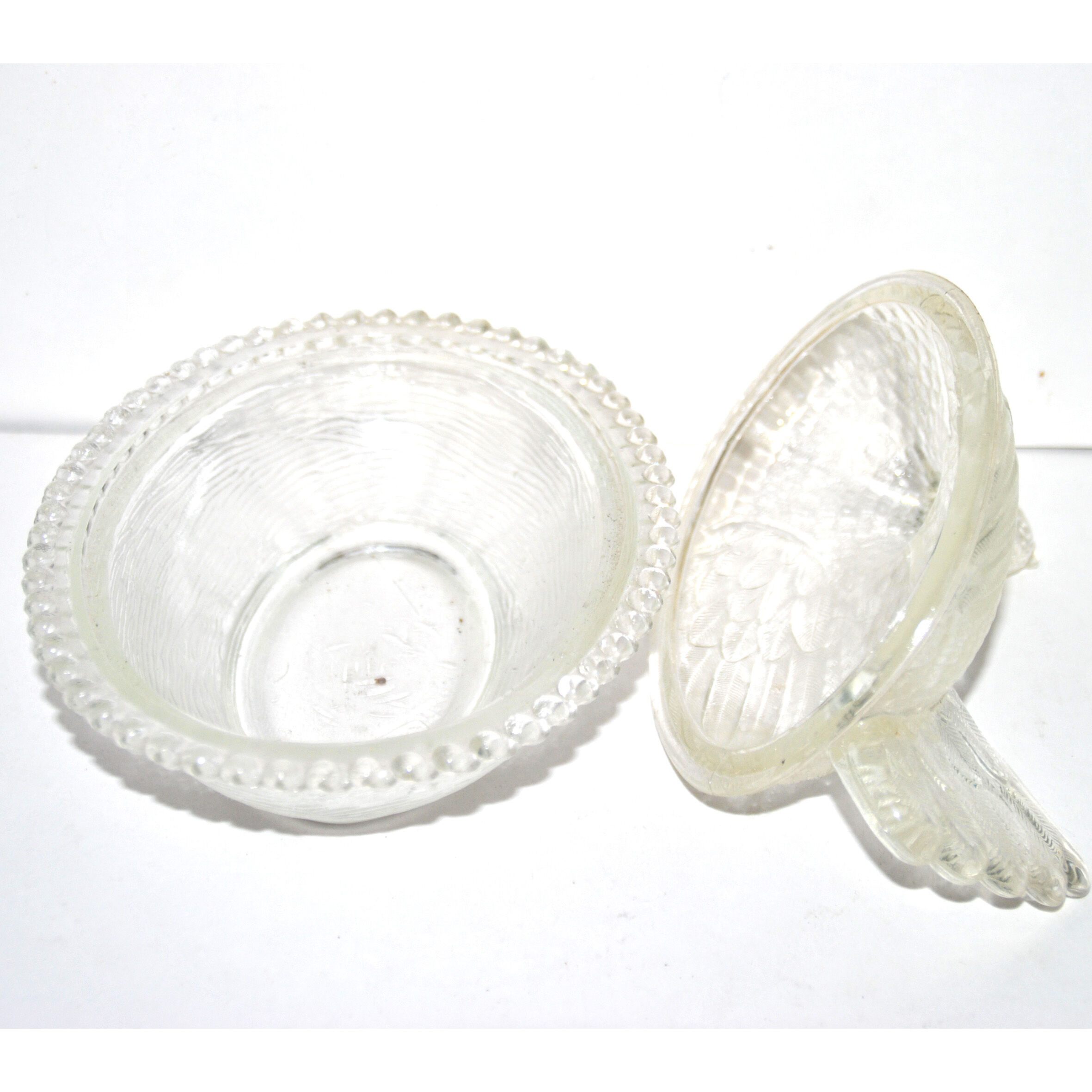 Box Bonbonnière Glass chicken - vintage chicken butter maker VERRERIE PORTIEUX