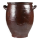 Signed Rustic Large Glazed Brown Ceramic Pot, Belgium, 1800s