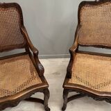 Pair of armchairs with cane bottom of epoch regence xviiieme