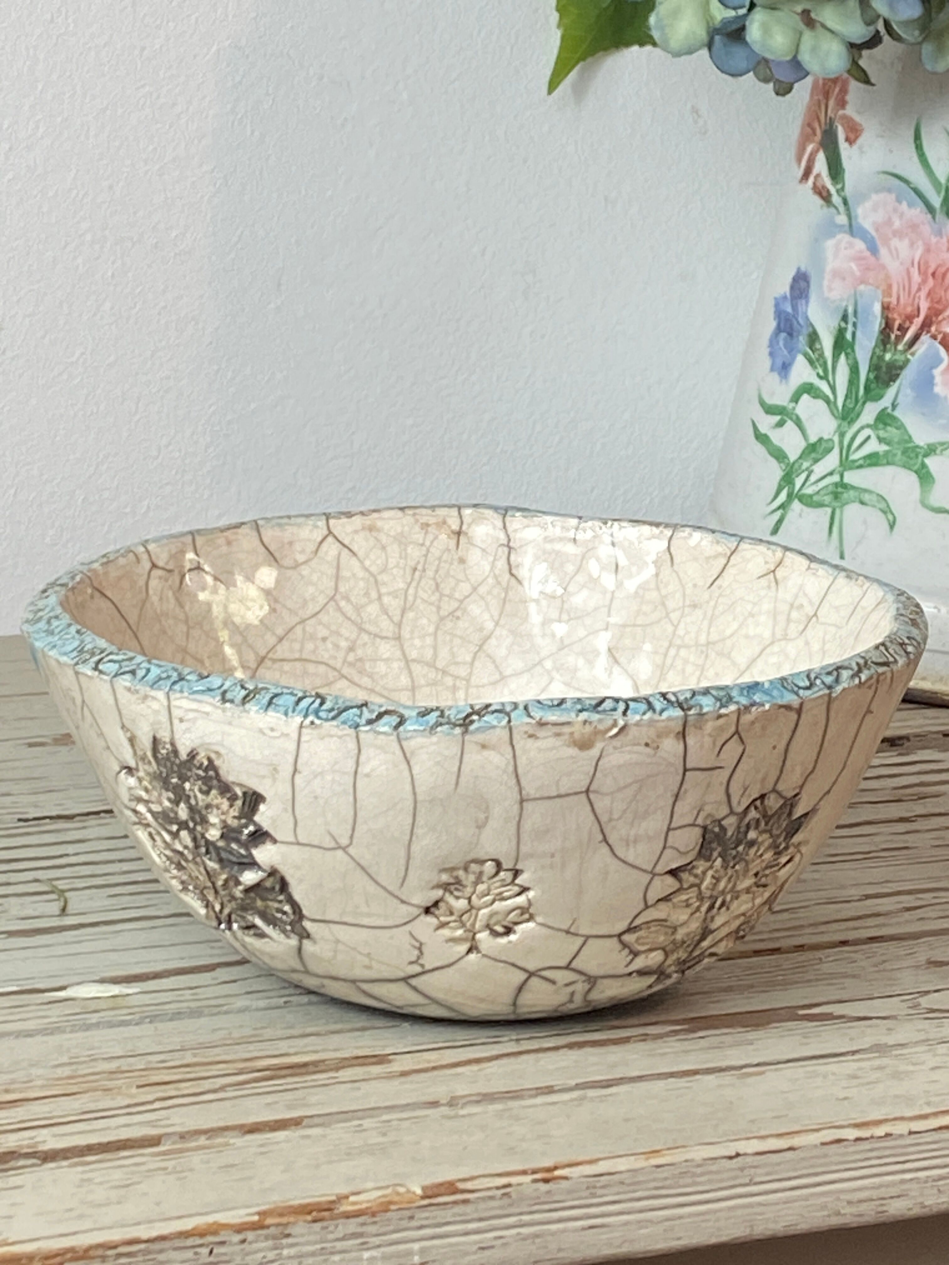 Raku ceramic salad bowl