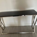 Designer console in glass and metal