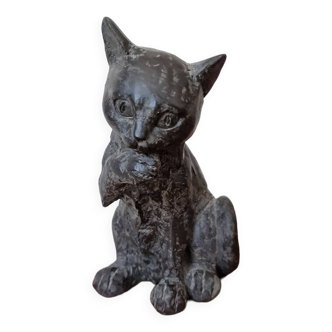 Carved cat statue