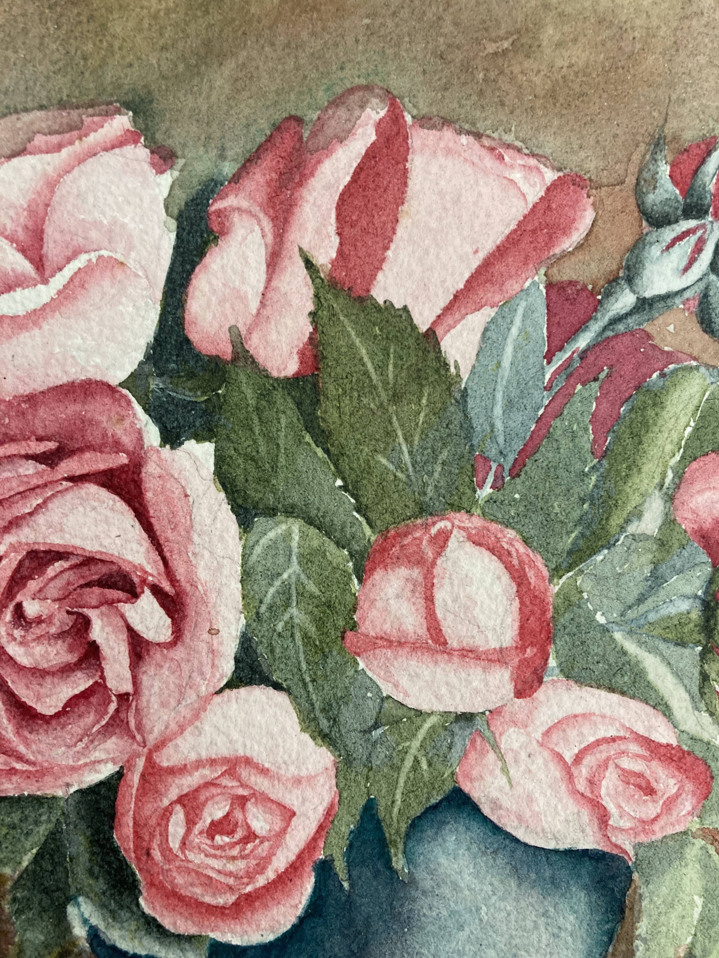 Aquarelle aux roses vintage
