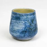 Mug Jacques Blin – Faïence émaillée bleue décor incisé animaux fantastiques