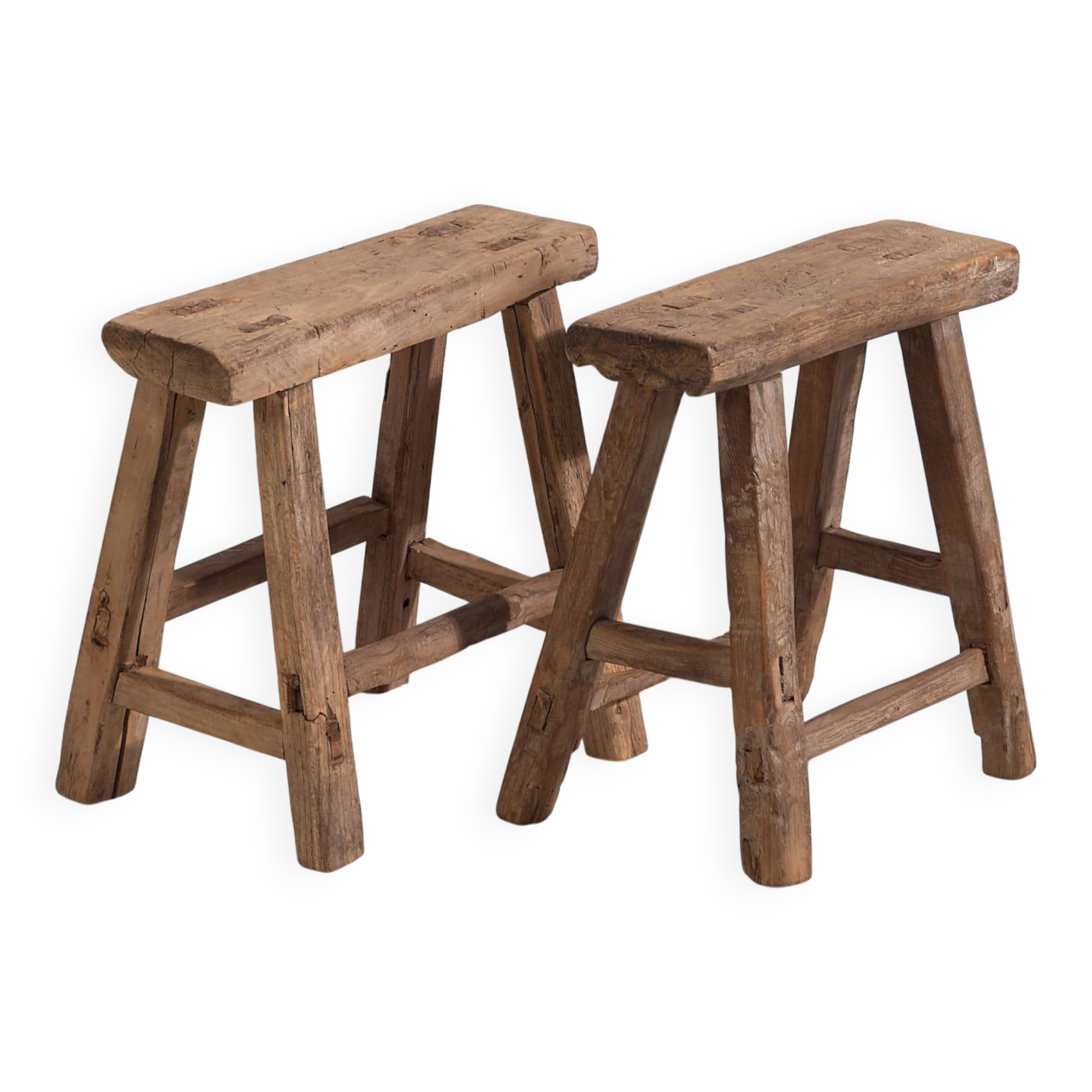Pair of antique stools (circa 1900). Set of 2 pieces