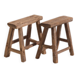 Pair of antique stools (circa 1900). Set of 2 pieces