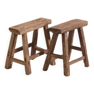Pair of antique stools (circa 1900). Set of 2 pieces