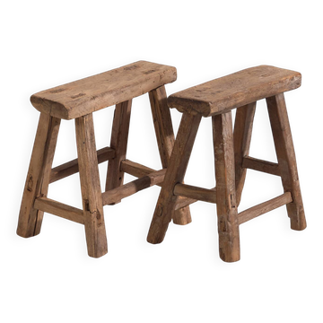 Pair of antique stools (circa 1900). Set of 2 pieces