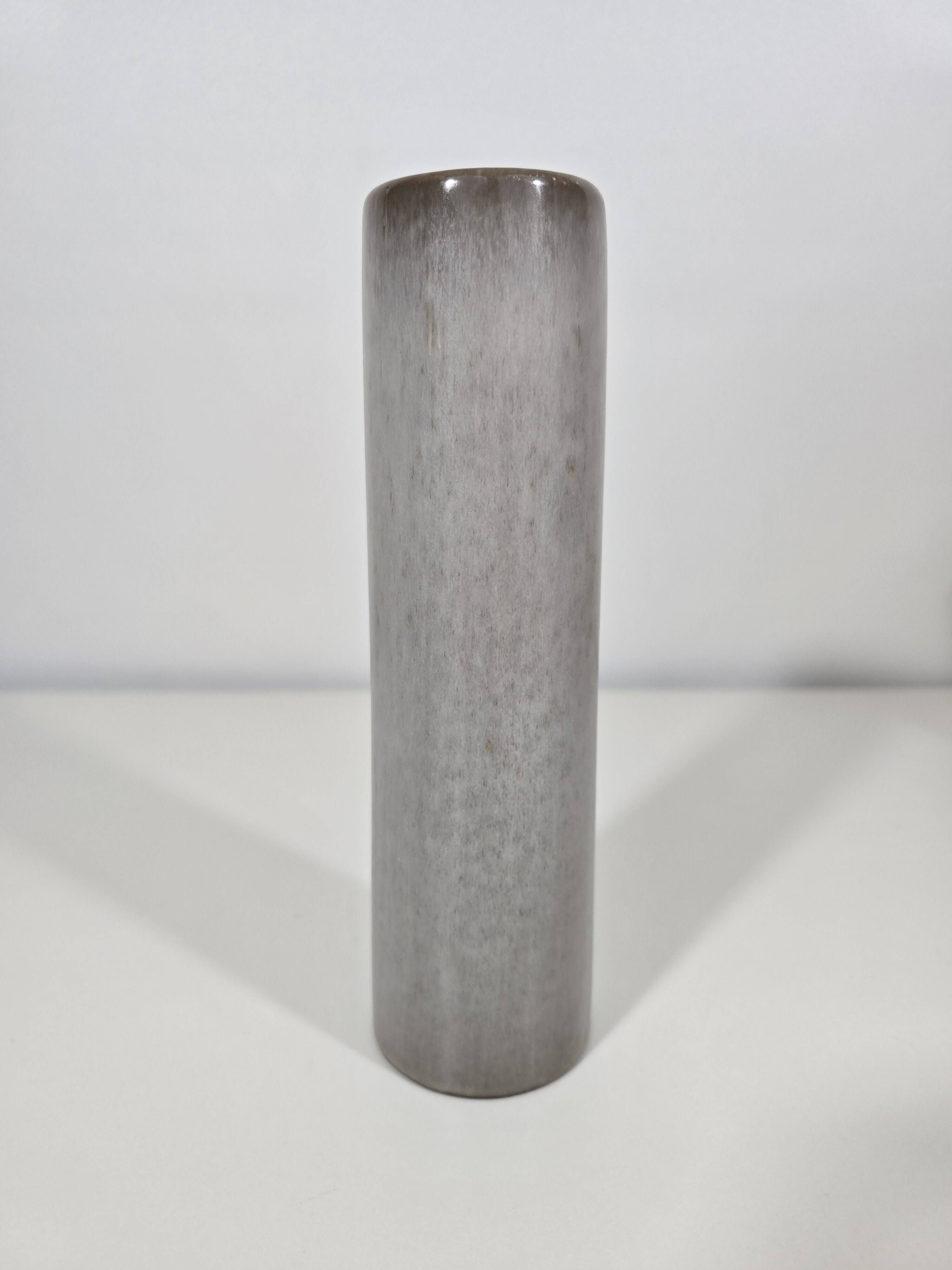 Jacques & Dani Ruelland Grey glazed ceramic roller vase