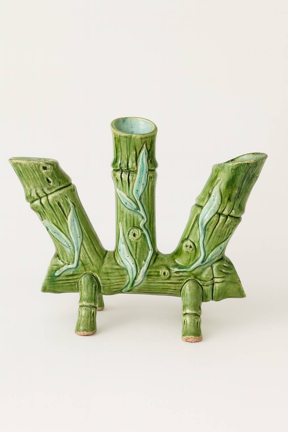 Art Nouveau earthenware vase with bamboo decoration circa 1900