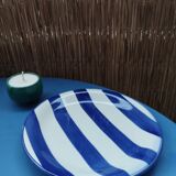 Assiettes à dessert rayures bleues