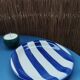 Blue striped dessert plates