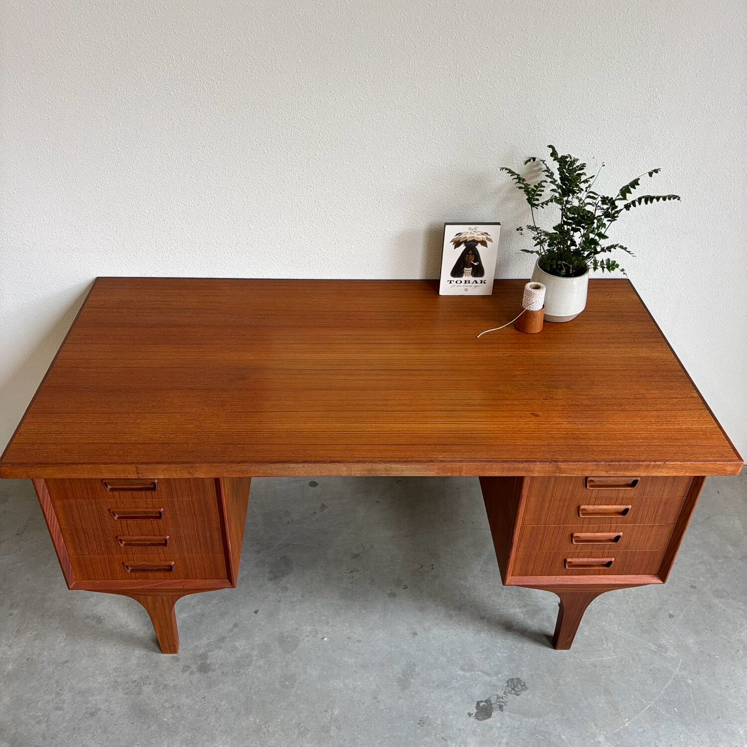 Big vintage Danish freestanding desk in teak