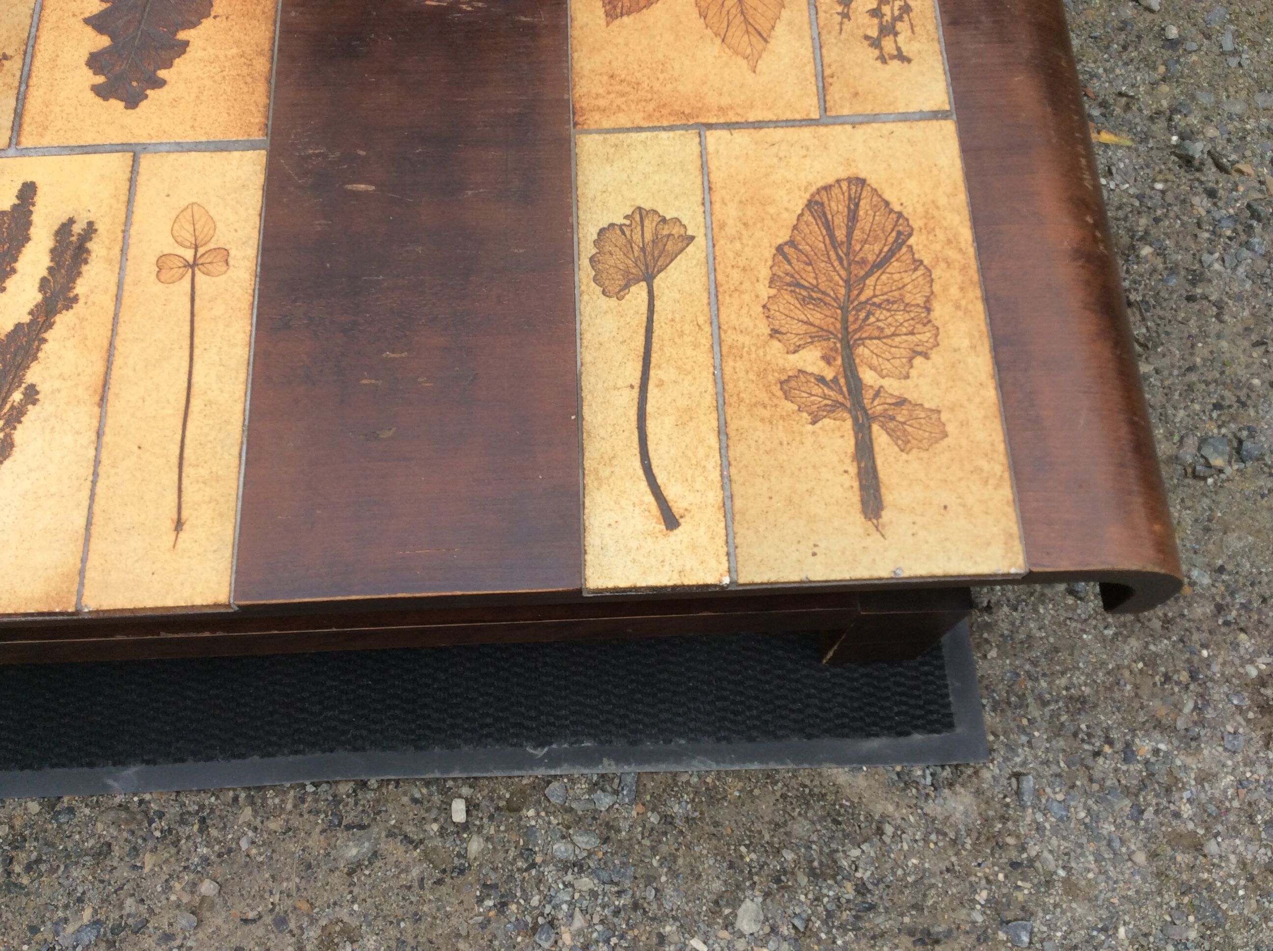 Vintage ceramic coffee table with Roger Capron style herbarium