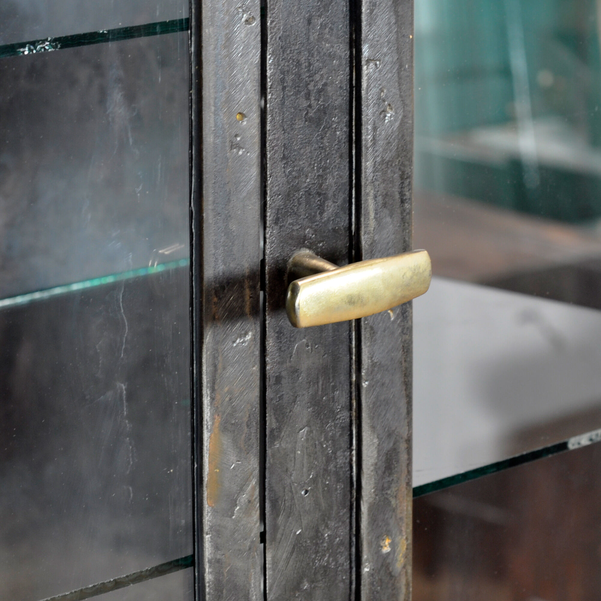 Polished iron medical cabinet, 1950s
