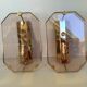 Pair of old brass wall lamps cut glass