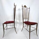 Paire vintage de chaises hautes en laiton de Chiavari, Italie Années 1950