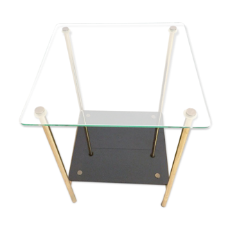 Guéridon laiton et verre vintage 1960
