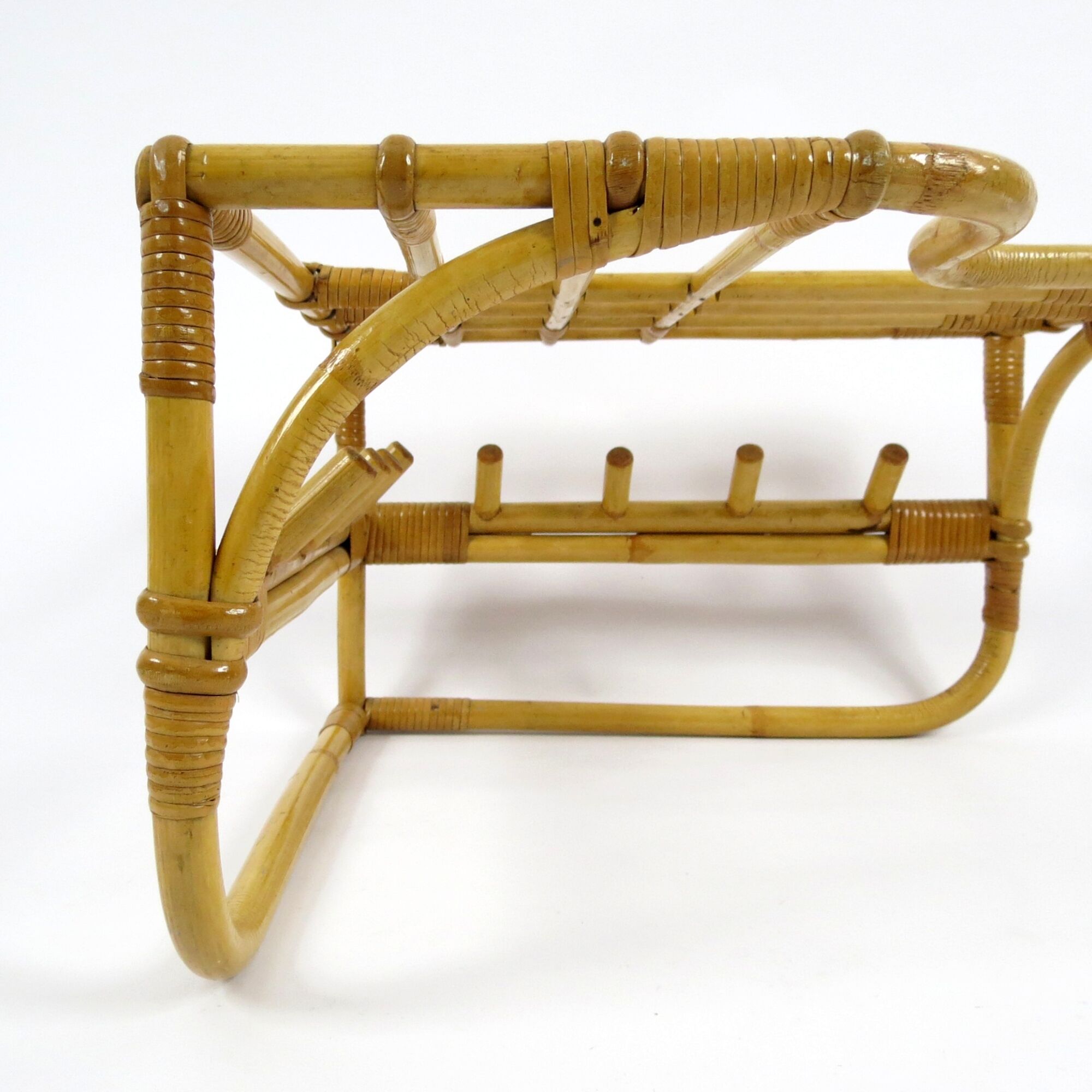 Bamboo and rattan coat rack, 1960s